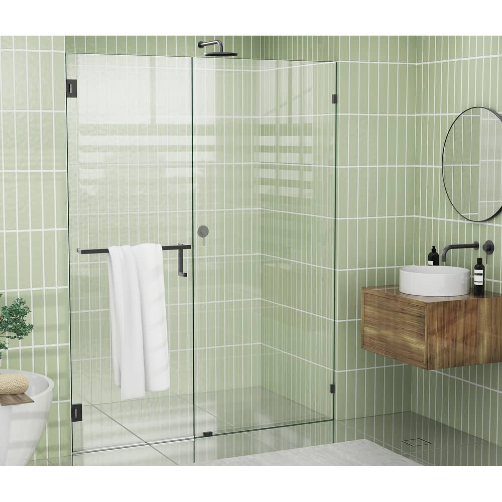 Glass Warehouse 78" x 60.75" Frameless Towel Bar Shower Door - Wall Hinge