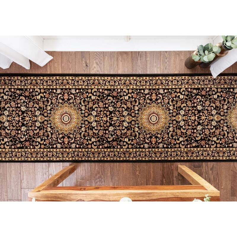 Custom Size Runner Timeless Aviva Traditional Stair Rug - Black - 2' 6" x 2' 7" - Runner/Rectangle