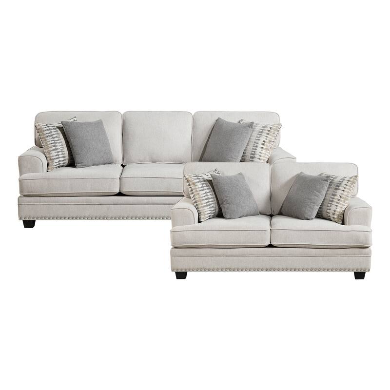 Pombal 2-Piece Chenille Living Room Sofa Set - Sand