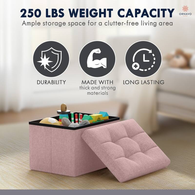 Small Foldable Rectangle Storage Ottoman