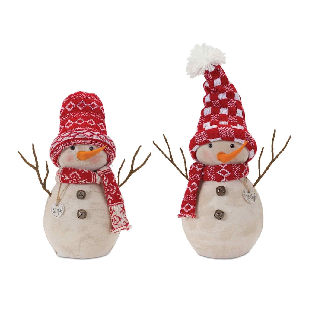 Set of 2 Snowman Christmas Tabletop Figures 15.25"
