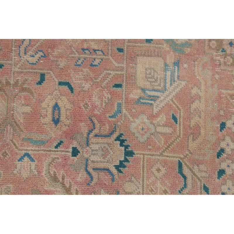 Pink Geometric Tabriz Persian Vintage Area Rug Handmade Wool Carpet - 8'0"x 11'5"