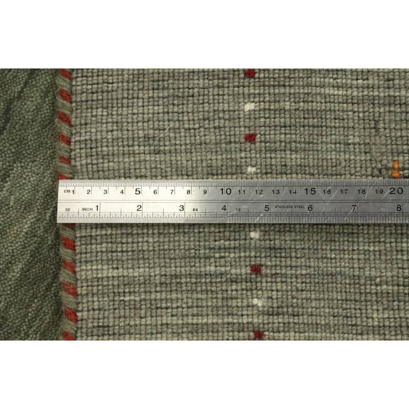 Hand Knotted Oriental 100% Wool Carpet Tribal Animal Pictorial Green Gabbeh Area Rug - 4' 11'' X 3' 0''