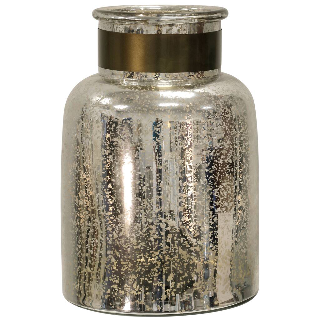 StyleCraft Antique Glass 13-inch Hurricane Jar with Metal Neck Band