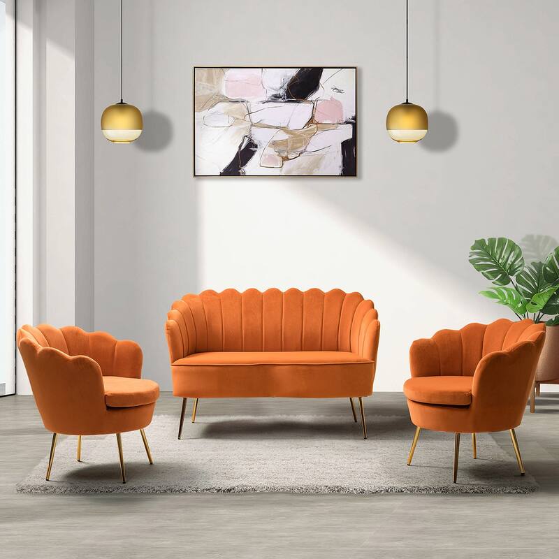 Xabier 52 in. 3 Piece Living Room Set by HULALA HOME - ORANGE