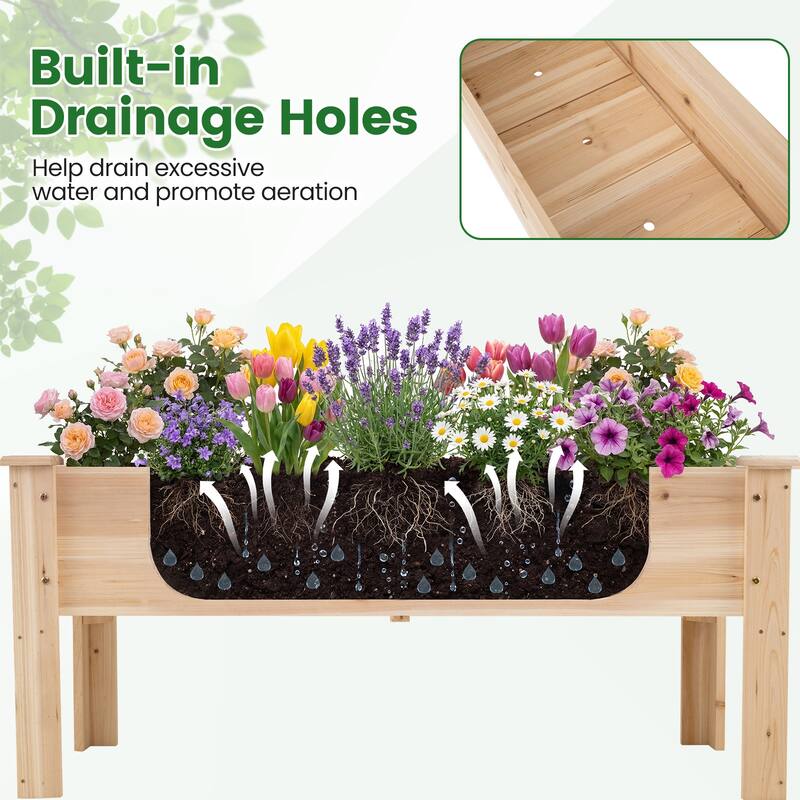 Costway Raised Garden Bed Elevated Planter Box Wood for Vegetable