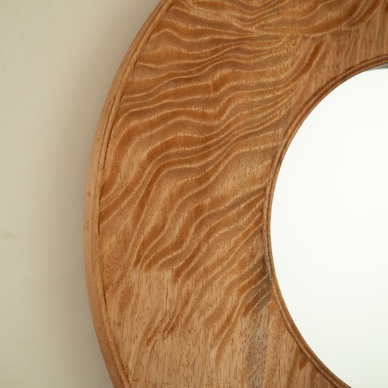 24" Ring Mirror, Wall-mounted Vintage Circle Solid Rosewood Decorative Mirror, Round Mirror for Bathroom, Bedroom