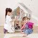 preview thumbnail 1 of 7, Semi-Opened DIY Dollhouse with Simulated Rooms and Furniture Set-White - 32” x 12” x 34” (L x W x H) White