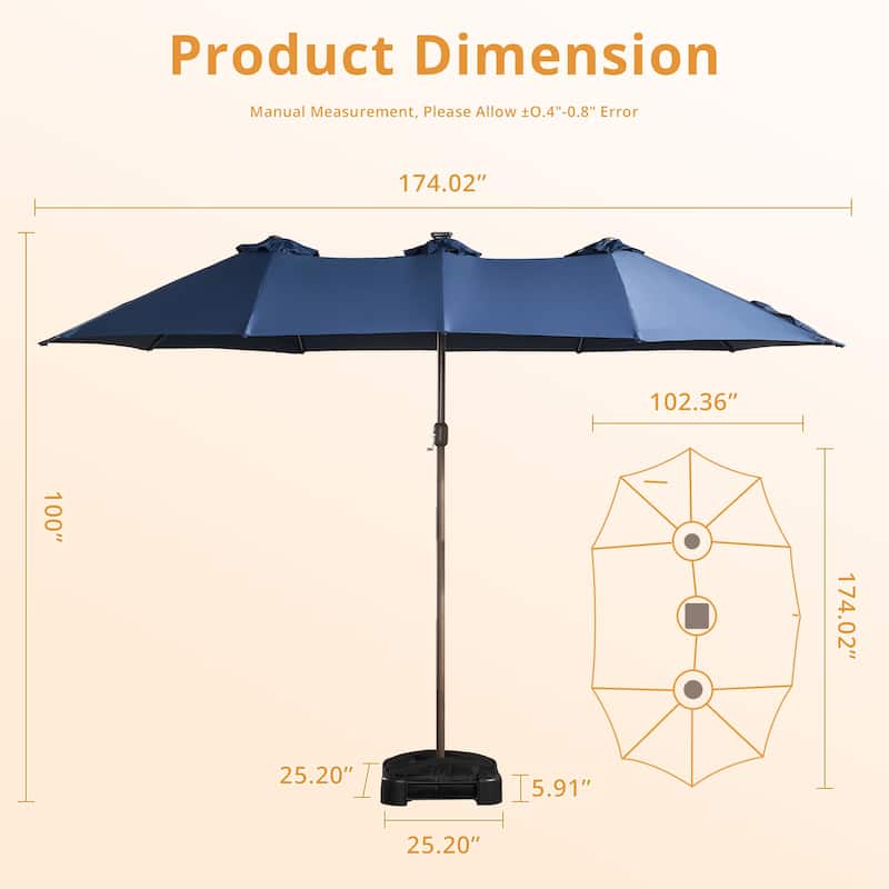 HOOOWOOO Outdoor Patio Umbrella with Solar Light