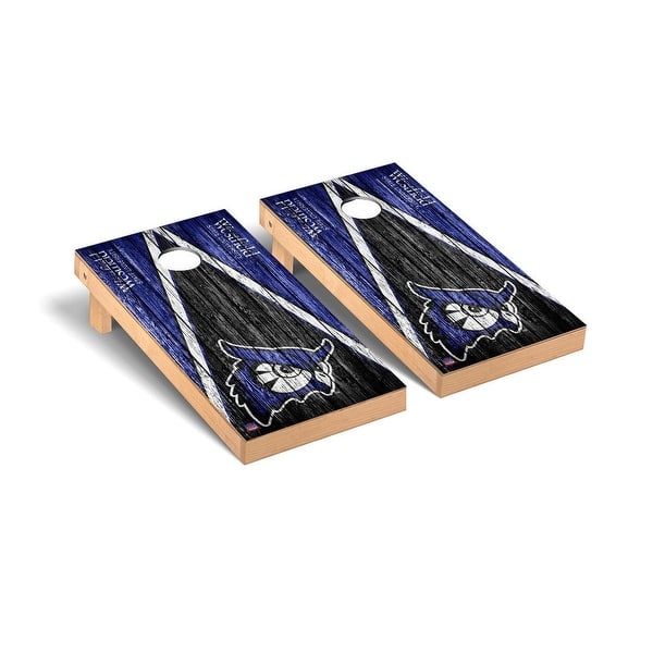 slide 2 of 5, Westfield State Owls Weathered Cornhole Board Set