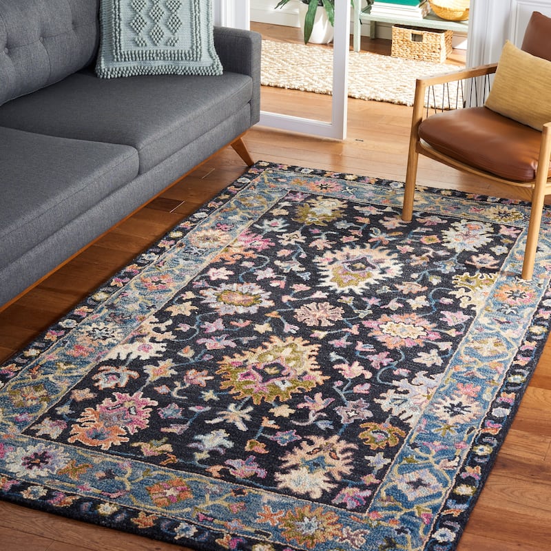 SAFAVIEH Handmade Aspen Yoheved Boho Wool Rug - 3' x 5' - Black/Light Blue