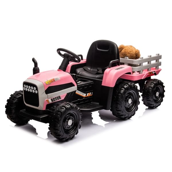 slide 2 of 36, Ride on Tractor with Trailer,12V Battery Powered Electric Tractor Toy w/Remote Control,electric car ,Three speed adjustable