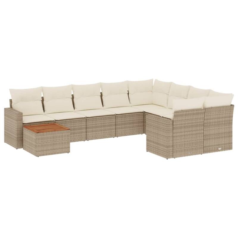 vidaXL Patio Sofa Set with Cushions Outdoor Furniture 10 Piece Poly Rattan - 21.7 x 21.7 x 14.6