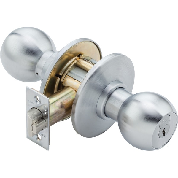 Best Access 8K37AB4DS3 8K Series Keyed Entry Door Knob Set with "4" Knob, "D" Trim, S3 Strike and 2-3/4" Backset - Satin Chrome