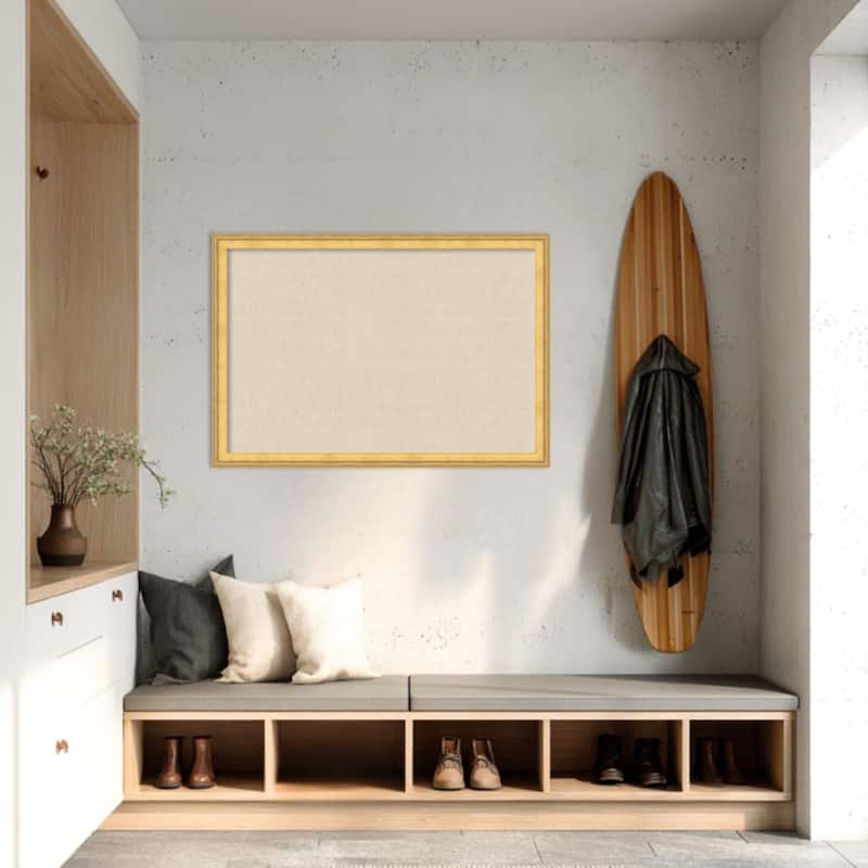 Amanti Art Framed Fabric Pinboard Natural Linen Printed Bulletin Board
