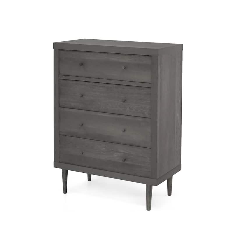 4-Drawer Vertical Chest with Metal Handle, Metal Frame and Wood Top for Bedroom