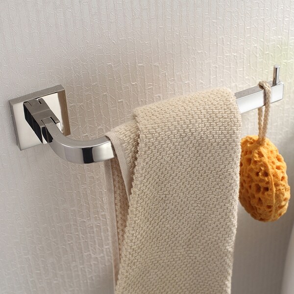Bright Polishing Square Base Towel Hook Bars Silver Towel Rack