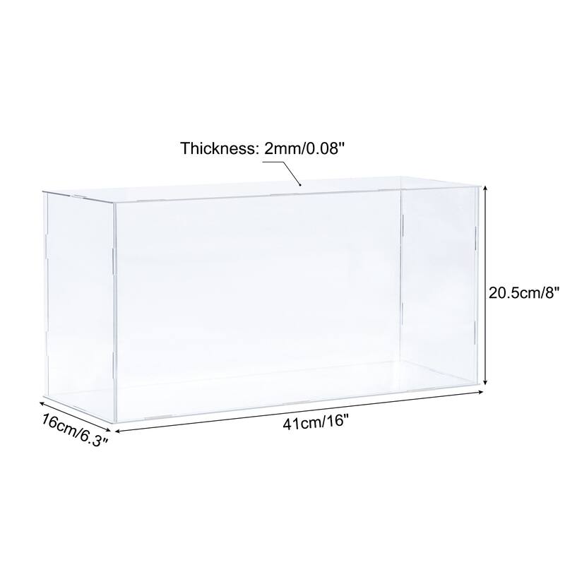 Acrylic Display Case Plastic Box Storage Assemble Dustproof Showcase - 16x6.3x8 Inch