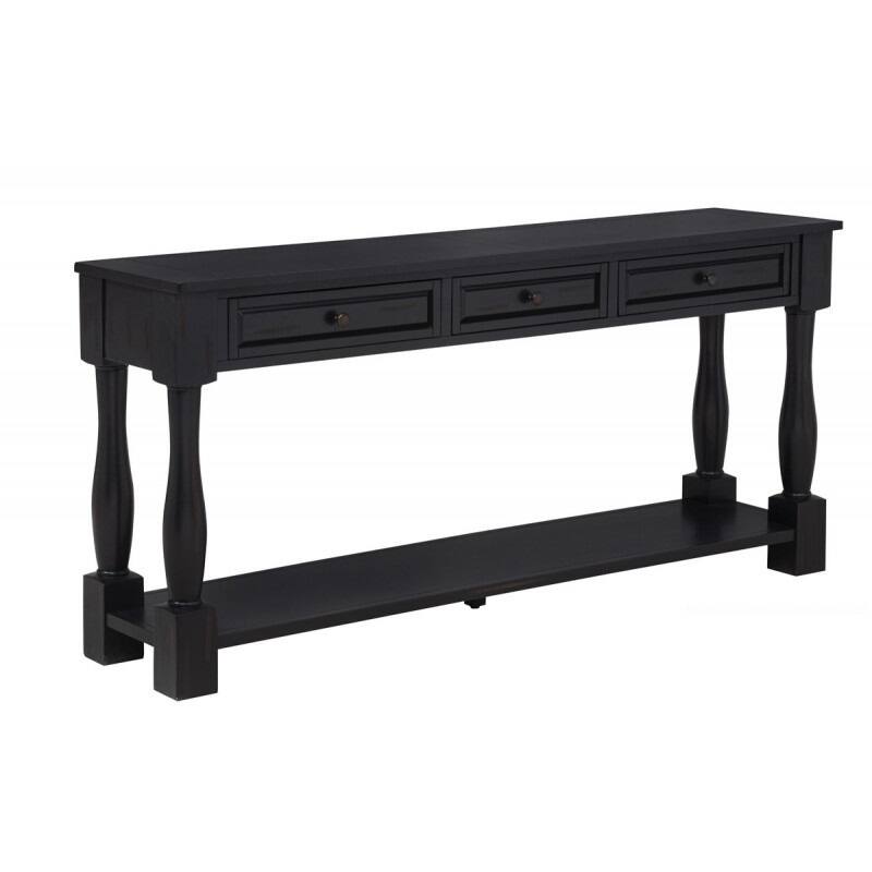 63" Long Console Table with Drawers & Shelf for Entryway, Hallway, Living Room