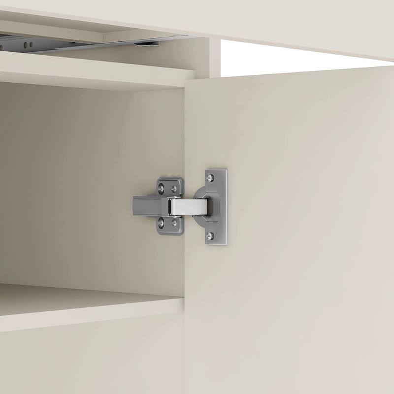 Modern Kitchen Pantry Cabinet with LEDs and Drawer