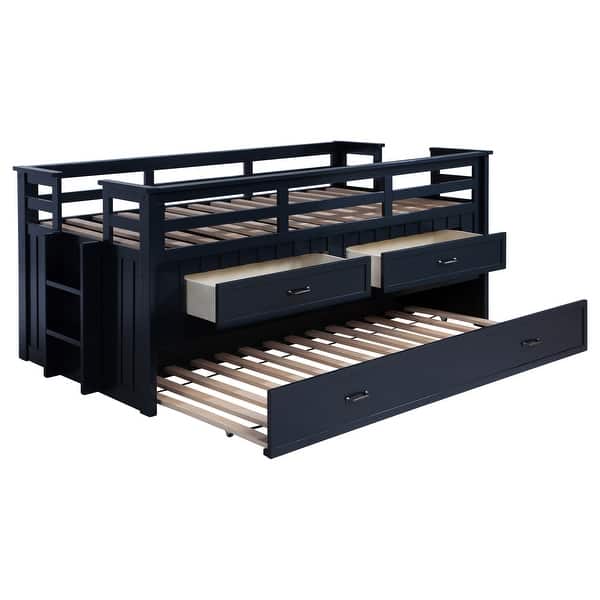 slide 2 of 16, Carlsbad Wood Twin Captains Bed With Trundle Navy Blue Navy Blue - 83.75'' x 43.75'' x 36.00''