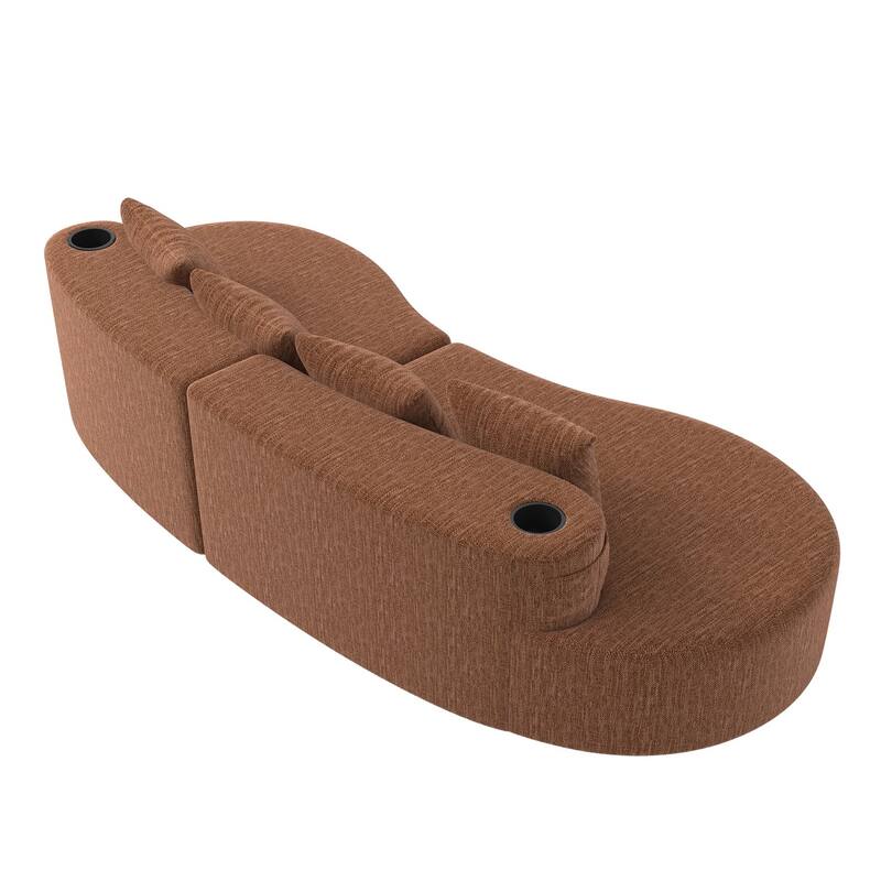 94.49" Chenille Curved Sectional Sofa with Pillows, No Assembly Required