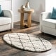 preview thumbnail 14 of 14, Nuloom Handmade Moroccan Trellis Wool Shag Rug 3' x 5' Oval - Ivory - Oval
