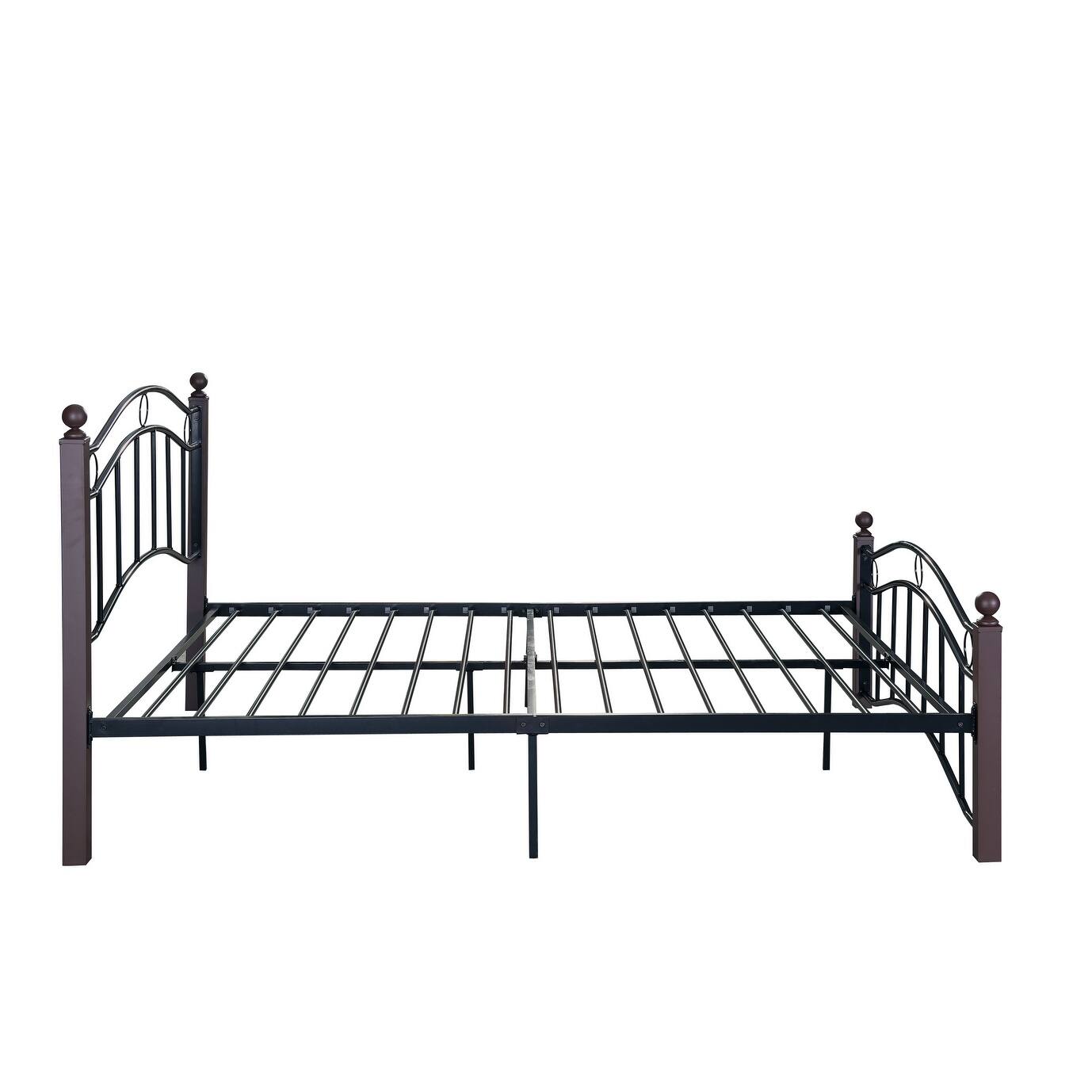 Black Metal Full Size Bed Frame with Headboard and Footboard, Sturdy