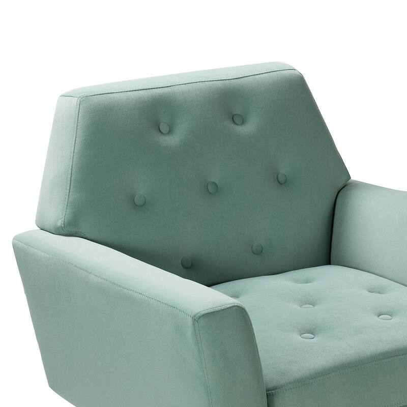 Lilia Contemporary Velvet Upholstered Tufted Back Armchair with Metal Golden legs by HULALA HOME