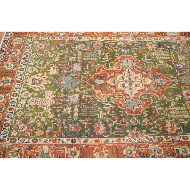 Hand Knotted Oriental 100% Wool Carpet Traditional Medallion Green Tabriz Area Rug - 8' 7'' X 4' 8''