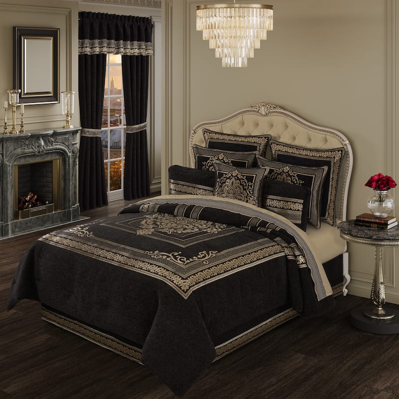 J. Queen New York Laurenza Black Tufted Round Decorative Throw Pillow