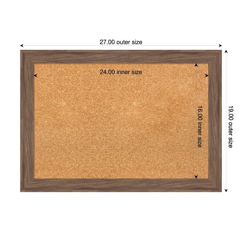 Pia Medium Brown Narrow Framed Cork Board - Bulletin Board, Organization Board, Pin Board - Natural - 27 x 19 in