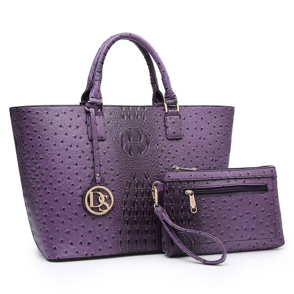 Dasein Ostrich Embossed Tote with Accessory pouch. Opens flyout.