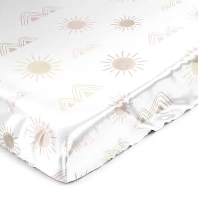 Sweet Jojo Designs Blush Pink Mauve Boho Desert Sun Girl Satin Fitted Crib Sheet Taupe Bohemian Watercolor Mountains Southwest