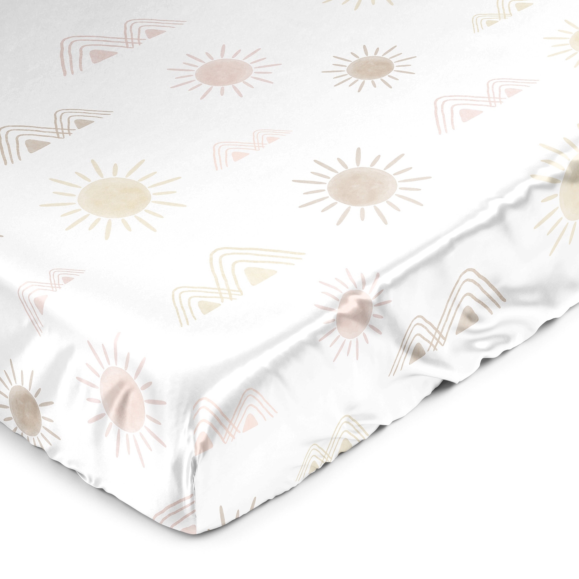 Sweet Jojo Designs Blush Pink Mauve Boho Desert Sun Girl Satin Fitted Crib Sheet Taupe Bohemian Watercolor Mountains Southwest