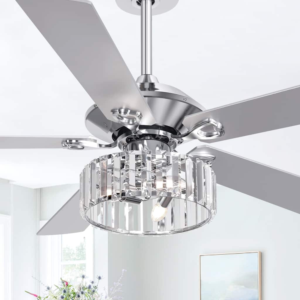 52-in Chandelier Chrome Indoor Ceiling Fan with Light Remote (5-Blade)