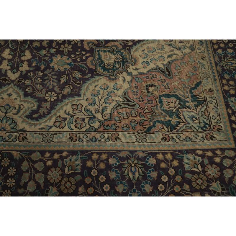 Hand Knotted Oriental 100% Wool Carpet Traditional Floral Purples Tabriz Area Rug - 11' 3'' X 8' 2''
