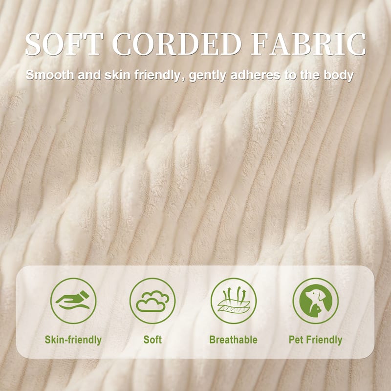 113" L Shaped Sectional Sofa, Deep Seat Cloud Couch with Ottoman, Oversized Corduroy Couch with Cup Holders, Storage Bags