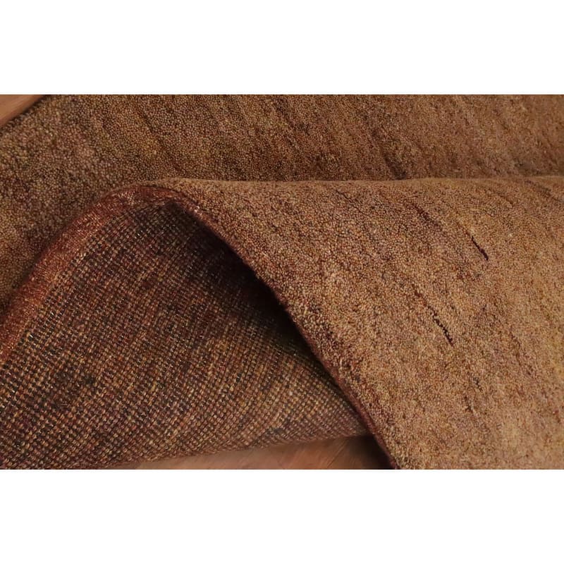 Hand Knotted Oriental 100% Wool Carpet Modern Solid Brown Gabbeh Area Rug - 7' 8'' X 5' 2''