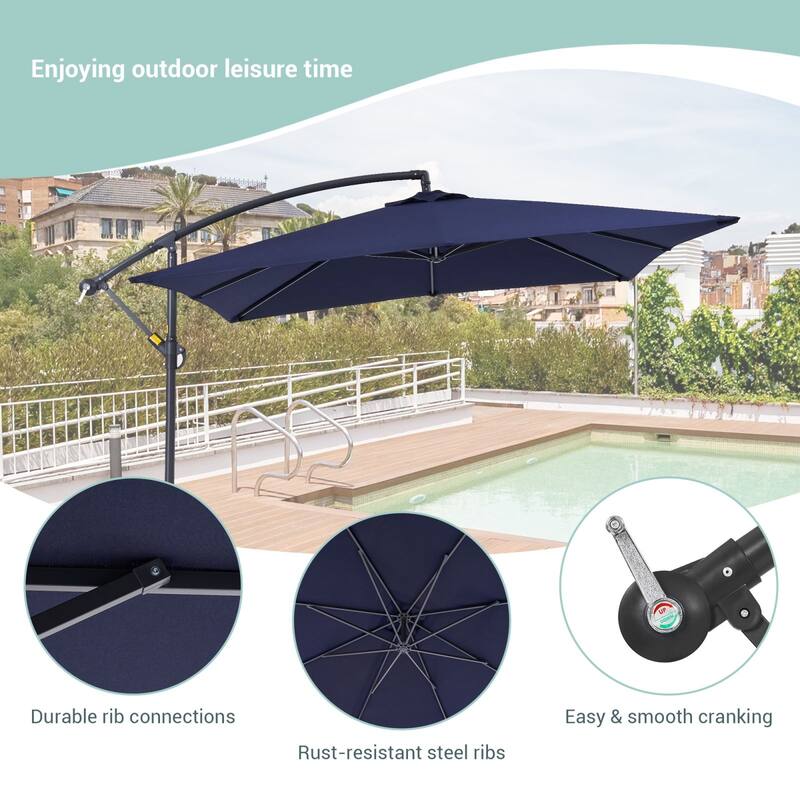 Bonosuki 8.2 x 8.2Ft Patio Offset Umbrella w/ Weighted Base