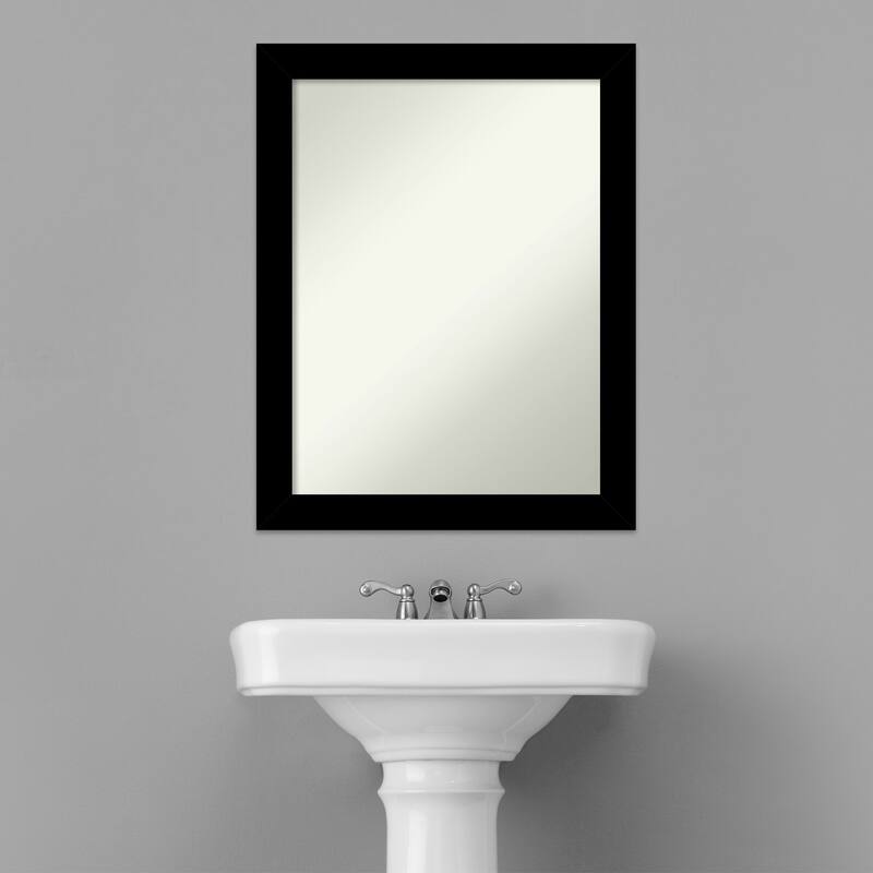 Brushed Non-Beveled Framed Bathroom Vanity Wall Mirror - Brushed Black