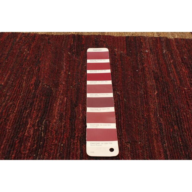 ECARPETGALLERY Flat-Weave Natural Burgundy Wool Tapestry Kilim - 4'10 x 6'7