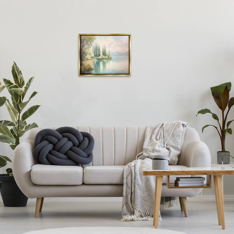 Stupell Lakeside Mansion View Framed Floater Canvas Wall Art Design By Petal Prints Design