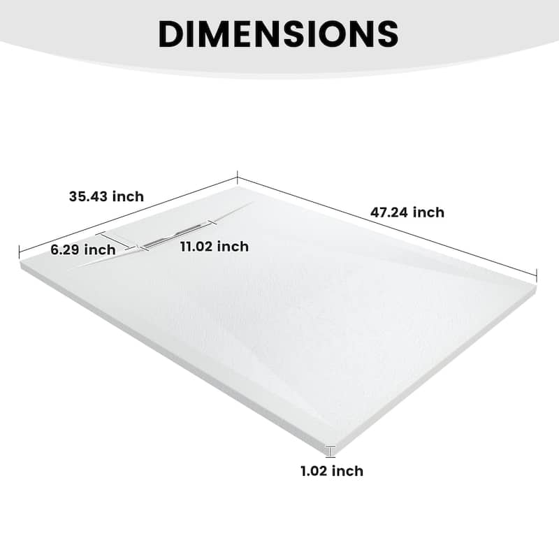 SMC Alcove Shower Pan Base with Reversible Drain, Low Profile, Wheelchair Access, Slip-Resistant, cUPC Certified