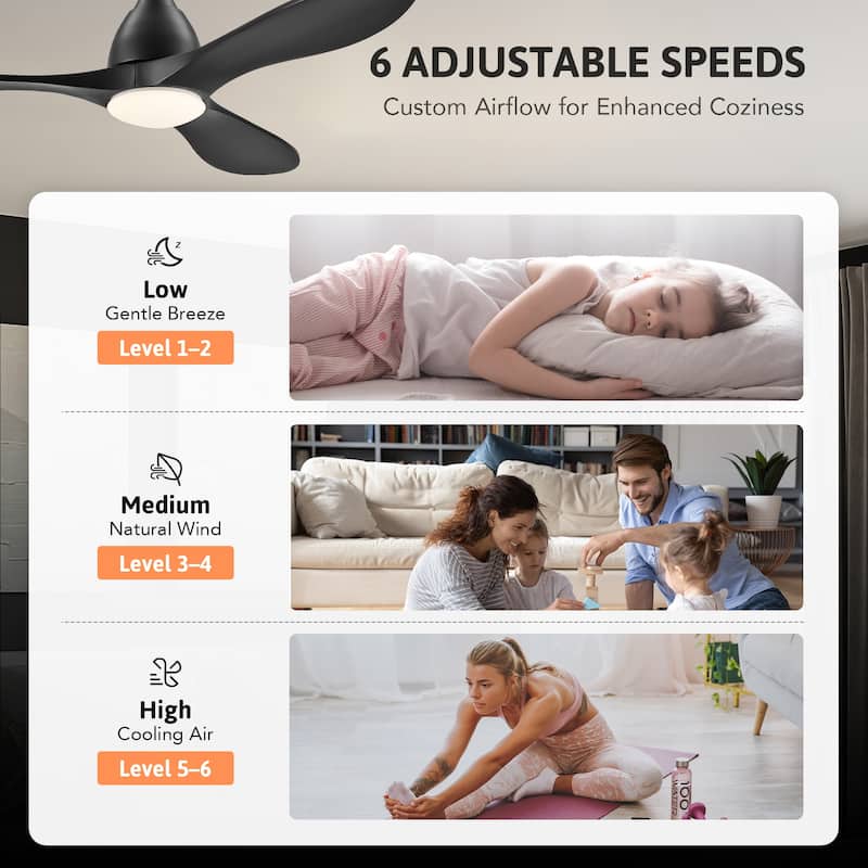 CO-Z Mid-century Modern 3 - Blade Smart LED Ceiling Fan with Dimmable Light and Remote