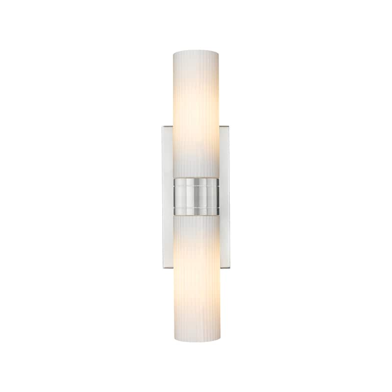 Innovations Lighting Ballston Urban - 2 Light 8" Wall-Mounted Bath Vanity Light - Striped White/Satin Nickel