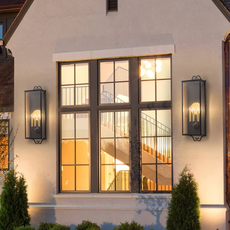 C Cattleya 35 inch Large Outdoor Wall Lantern with Seeded Glass