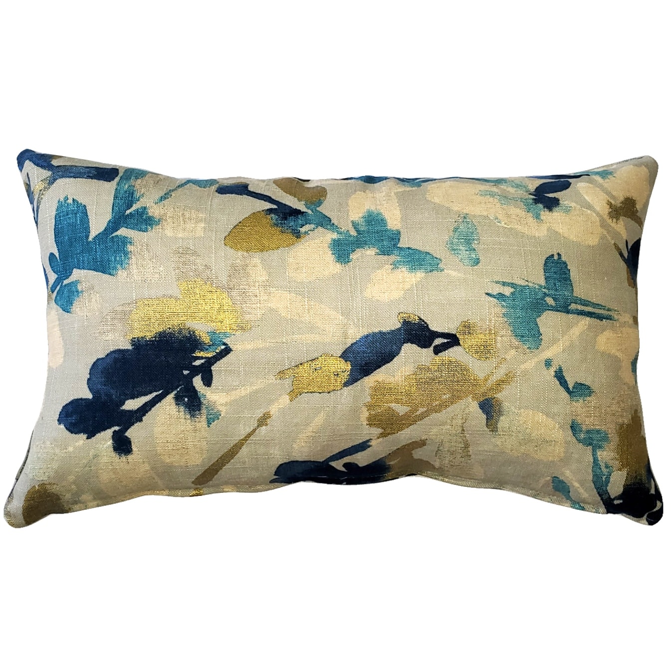 Linen Leaf Throw Pillow 12x20 with Polyfill Insert Indigo