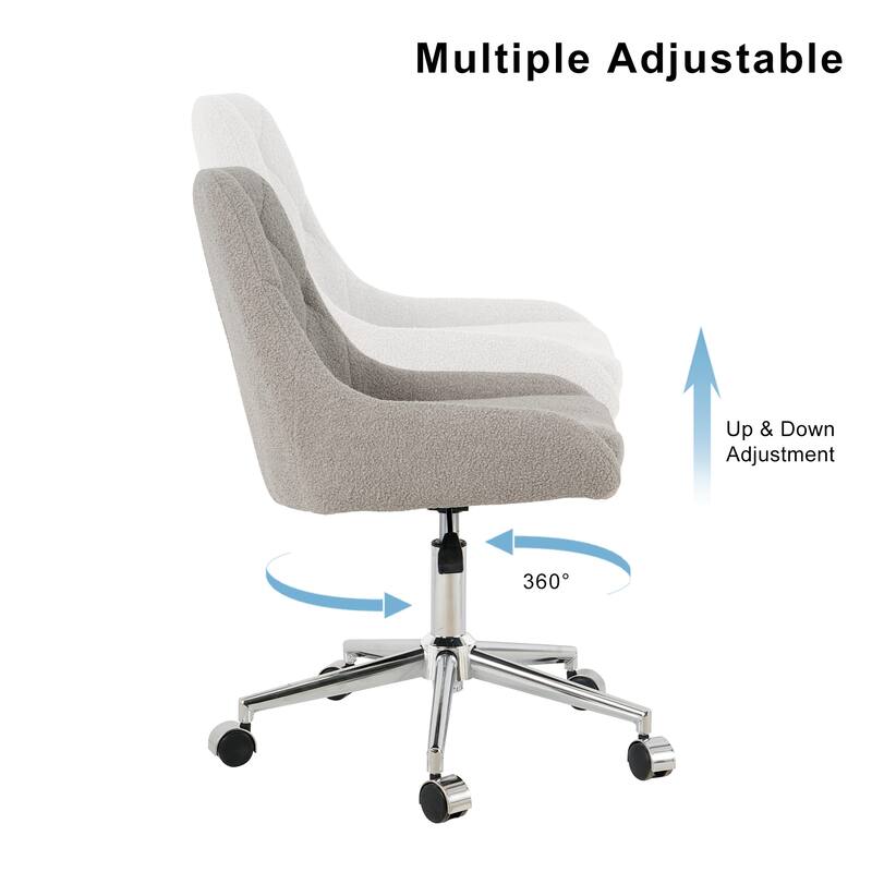 Grey Teddy 22.3" Tufted Accent Chair with Chrome Legs