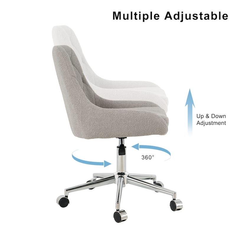 Grey Teddy Modern 22.3" Upholstered Buttons Tufted Accent Chair with Chrome Legs for Living Room